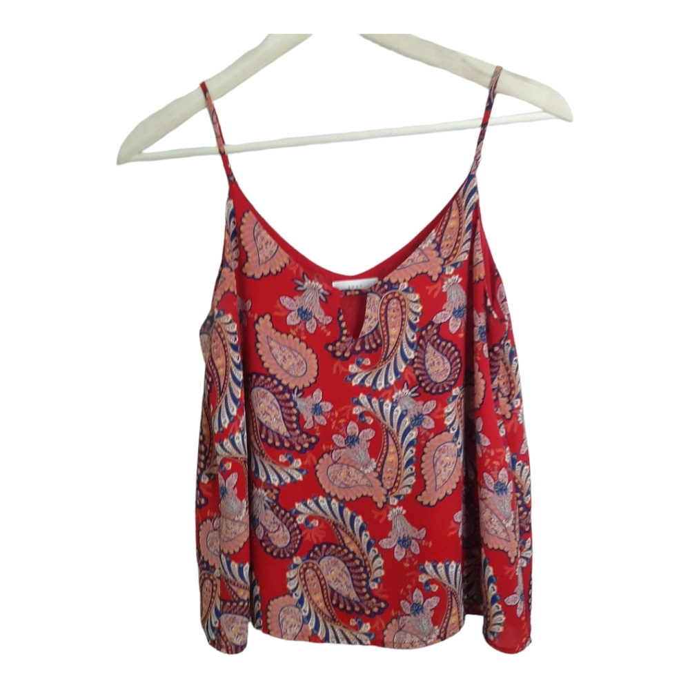 LUSH Tank Top Red Paisley Floral Flowy Women's Size S